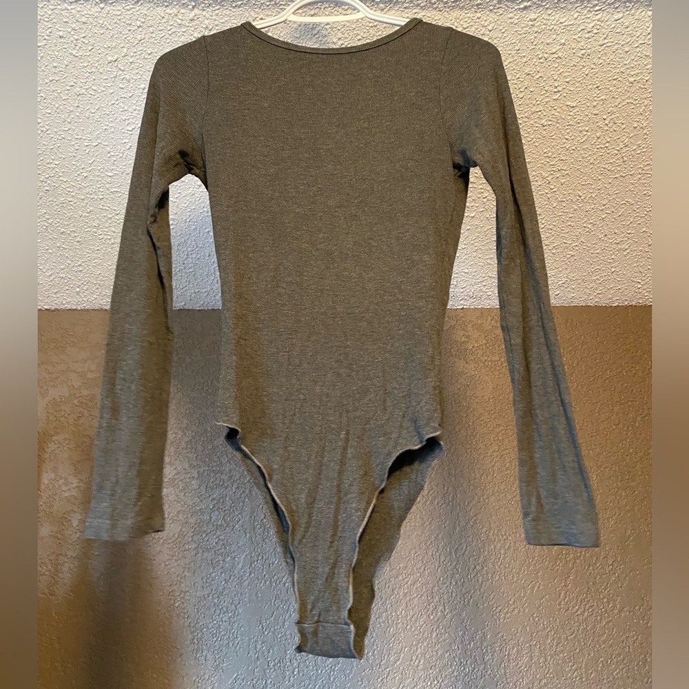 LNA dark grey ribbed bodysuit